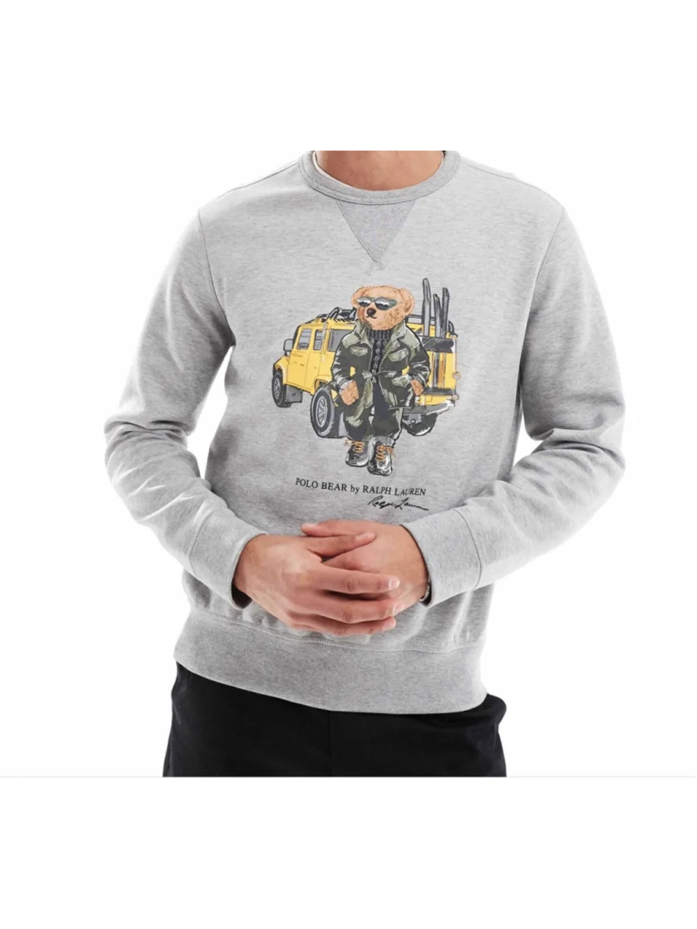 Polo Ralph Lauren Mens defender bear print sweatshirt in grey marl size large